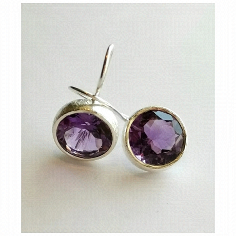 Sterling Silver Amethyst Drop Earrings